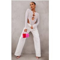 White Wide Leg High Waisted Cargo Trouser | PrettyLittleThing UK