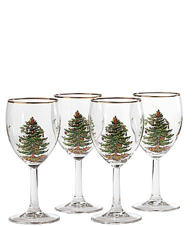 Spode Christmas Tree Wine Glasses Set of 4 - Green | Dillard's