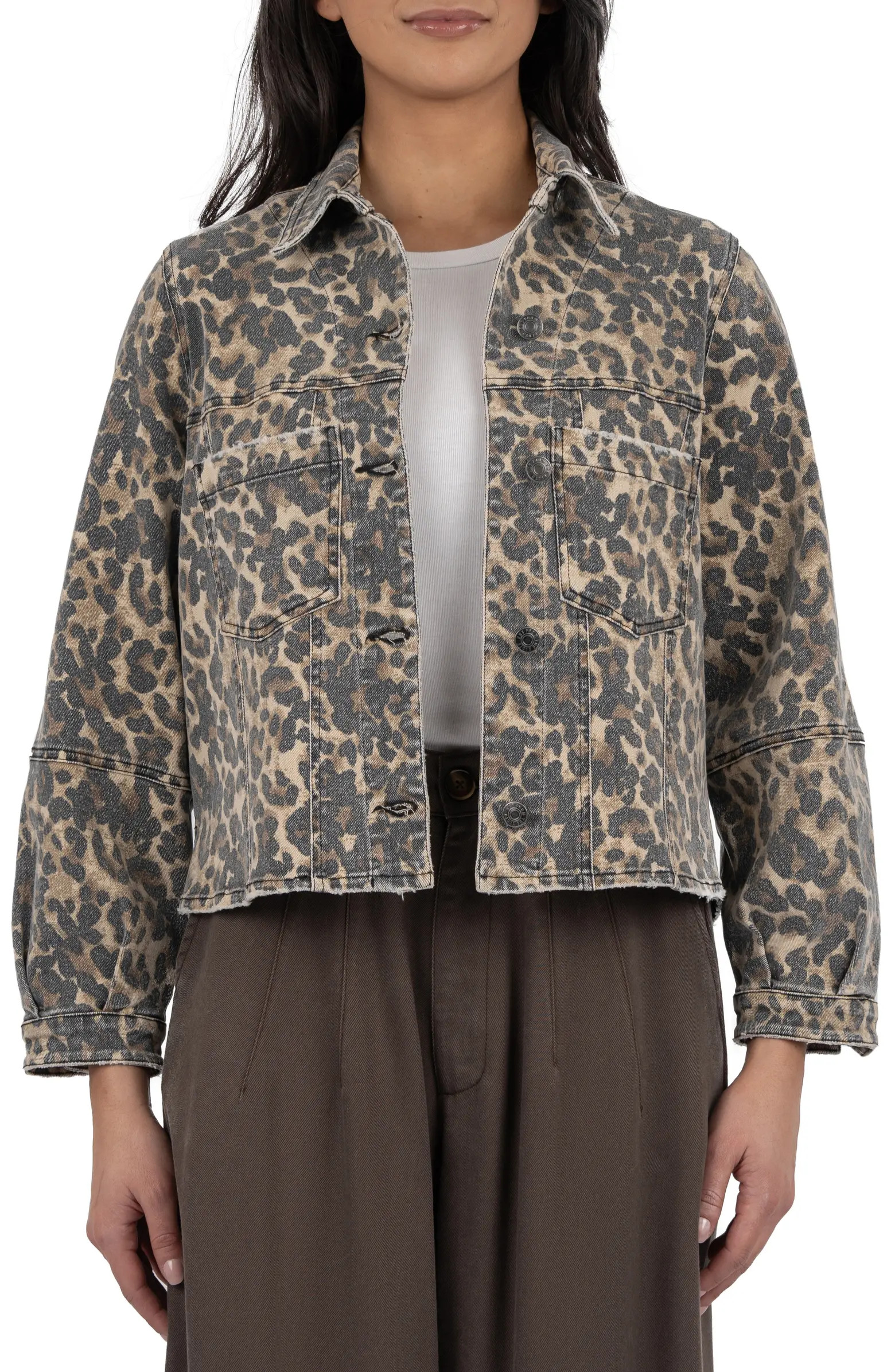 KUT from the Kloth Bailey Leopard Print Denim Jacket | Nordstrom | Nordstrom
