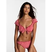 Kacey Lee Women's and Women's Plus Tie Front Bra Bikini Top with Cap Sleeves, Sizes XS-3X | Walmart (US)