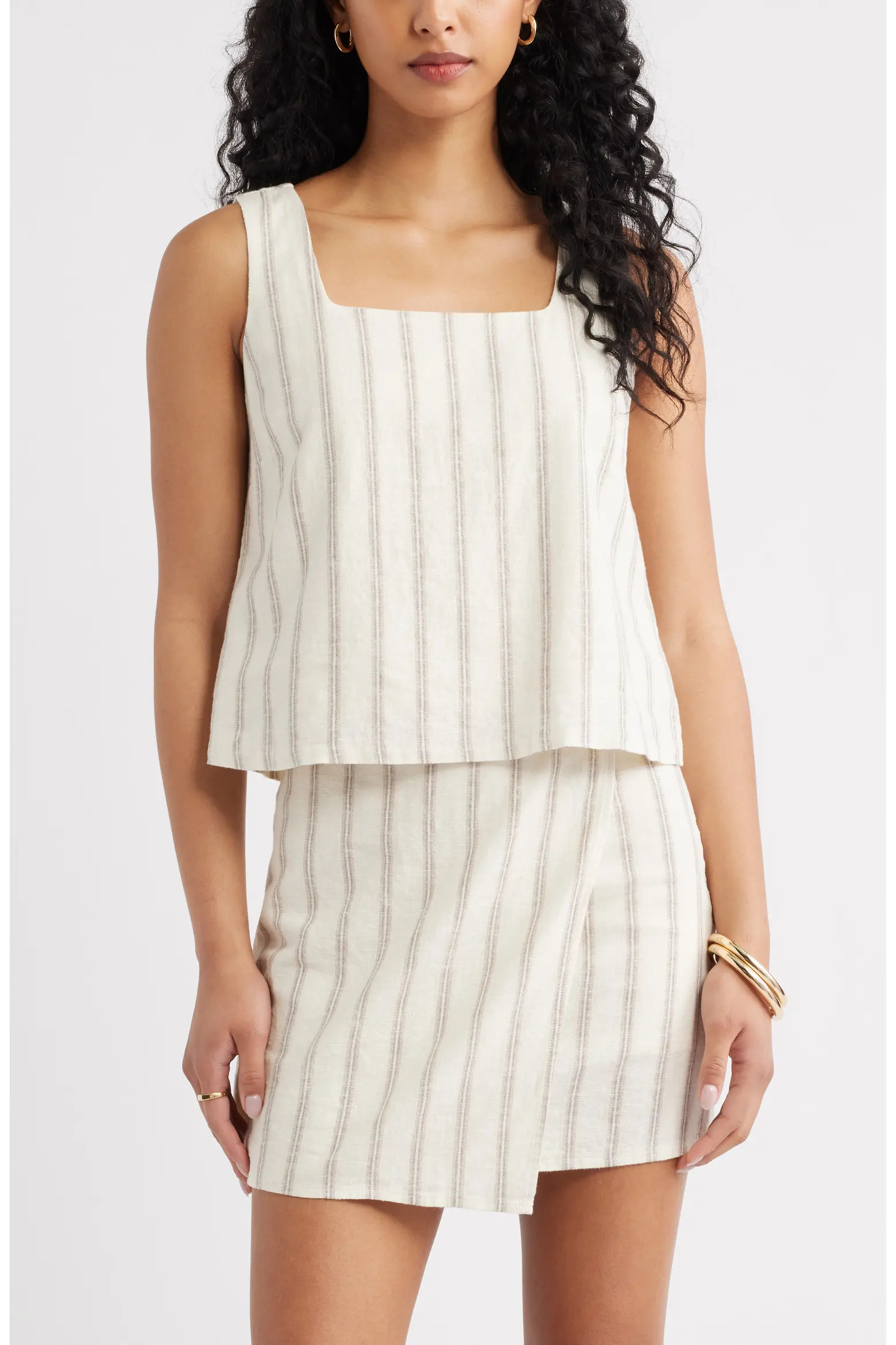Square Neck Sleeveless Linen Blend Top (Women) | Nordstrom | Nordstrom