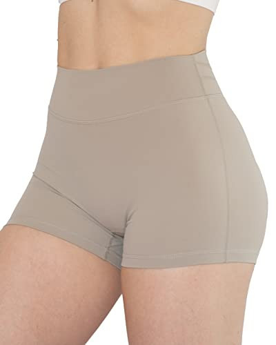 TomTiger Workout Shorts for Women High Waist Gym Fitness Running Yoga Bike Active Exercise Women's Short Tummy Control 3" (S, Mink Grey) | Amazon (US)