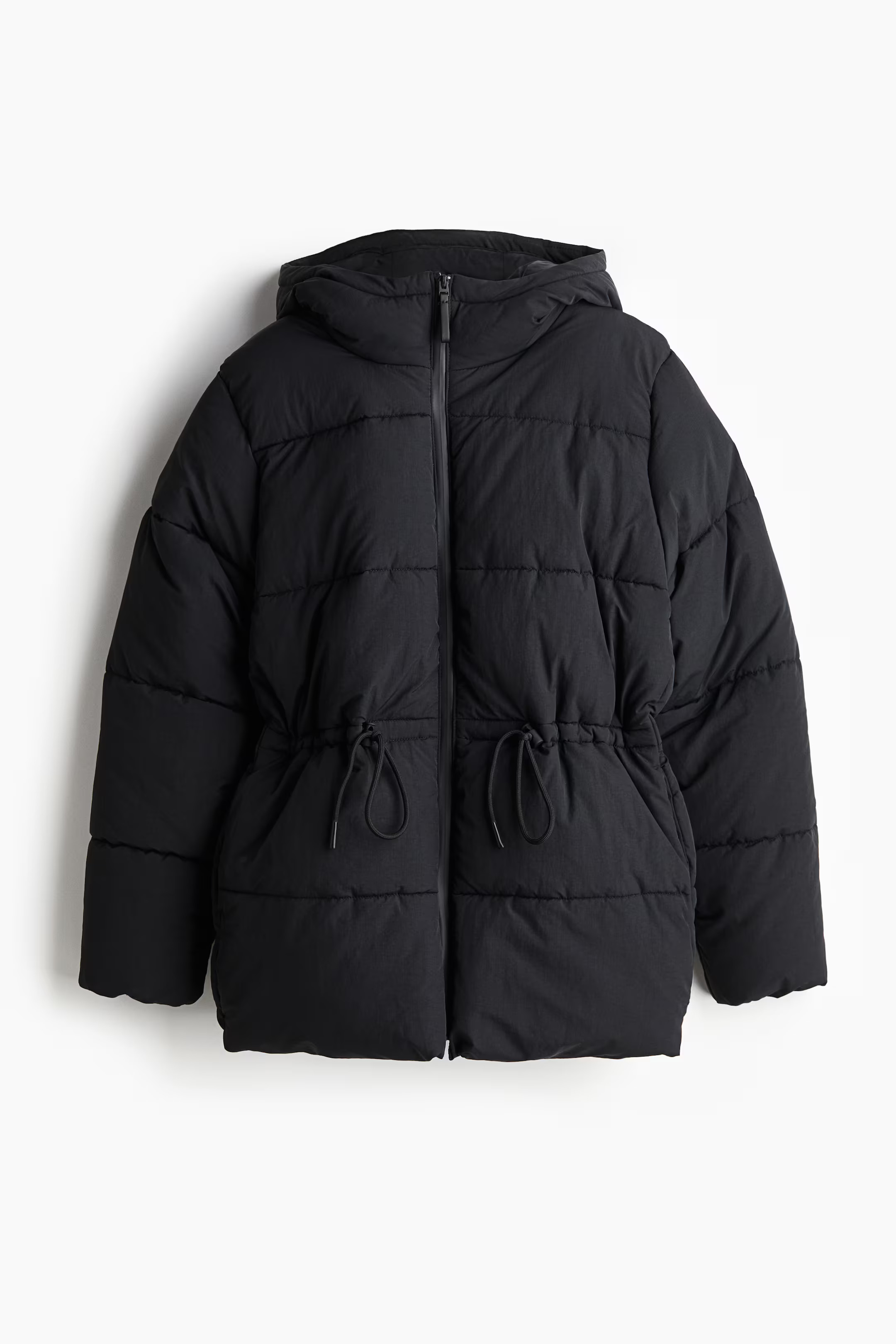 Oversized Drawstring-Waist Puffer Jacket - Black - Ladies | H&M US | H&M (US + CA)