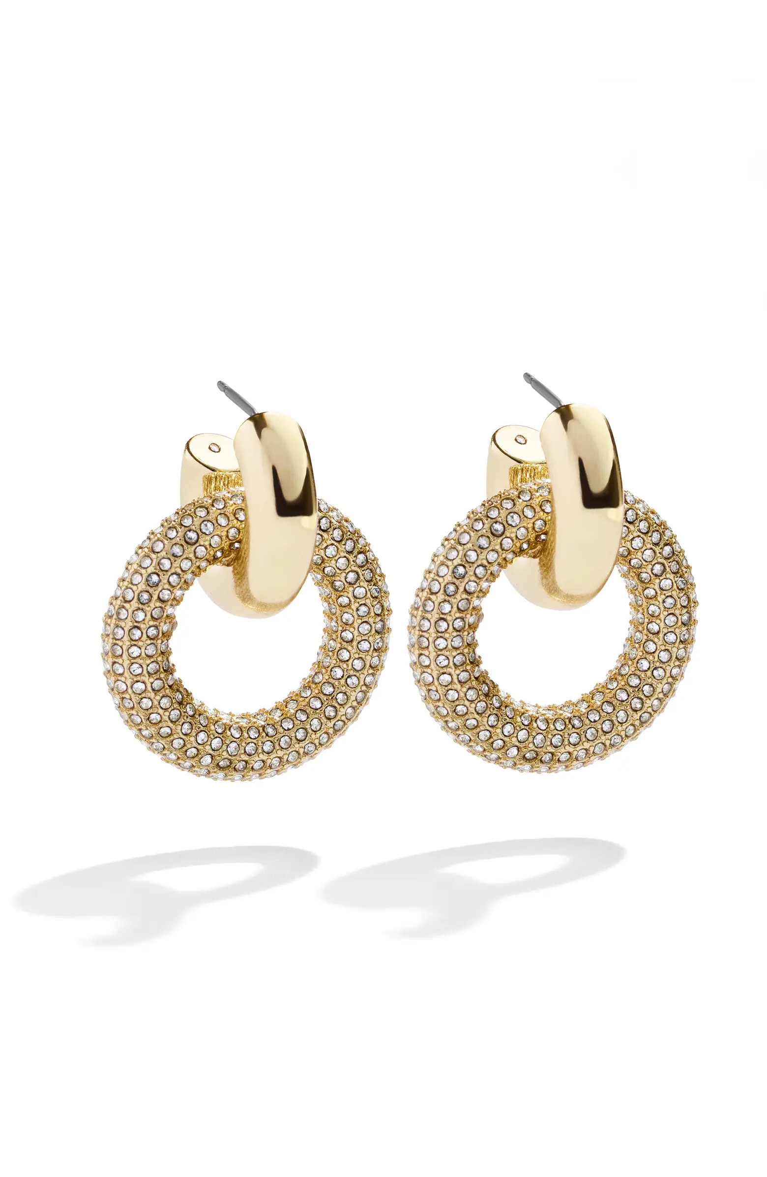 Donna Pavé Interlocking Hoop Drop Earrings | Nordstrom