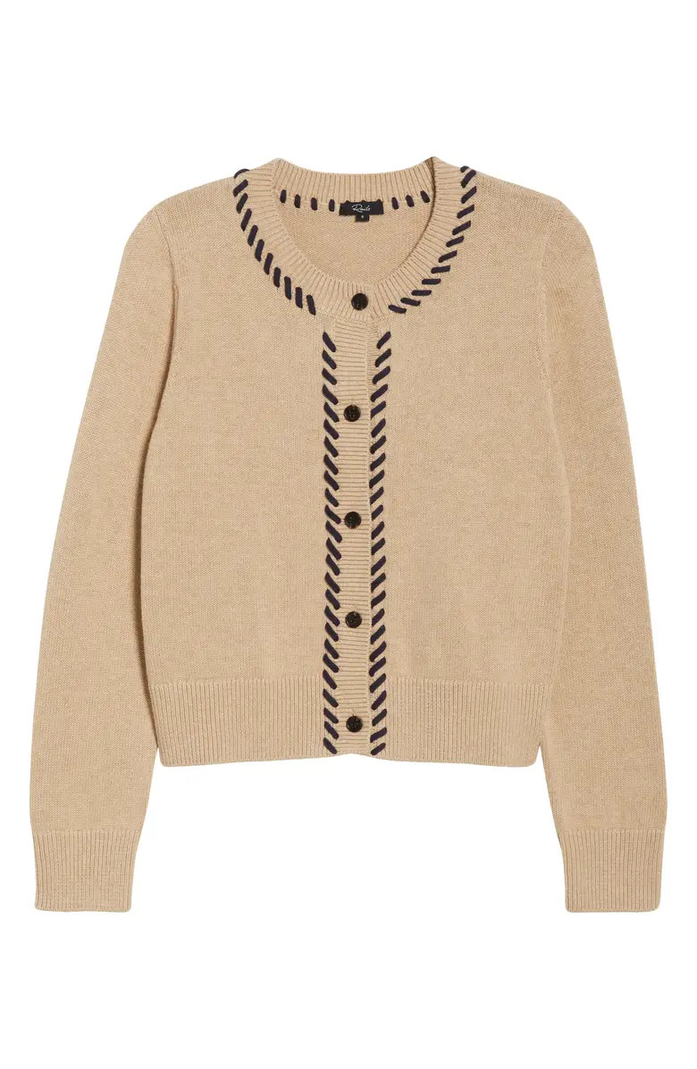 Norah Contrast Detail Cotton Blend Cardigan | Nordstrom