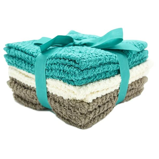 Living Fashions Washcloths Set of 8 - Popcorn weave texture designed to exfoliate your hands, bod... | Walmart (US)