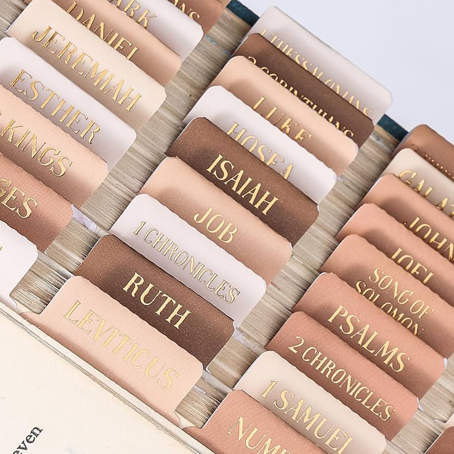 Laminated Bible Tabs for Women Men, Brown, Gold Foil Embossed Lettering | Amazon (US)