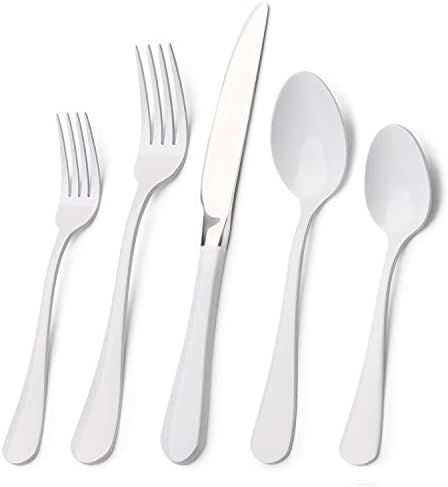 White Silverware Set, Bysta 20-Piece Stainless Steel Flatware Set, Kitchen Utensil Set Service fo... | Amazon (US)