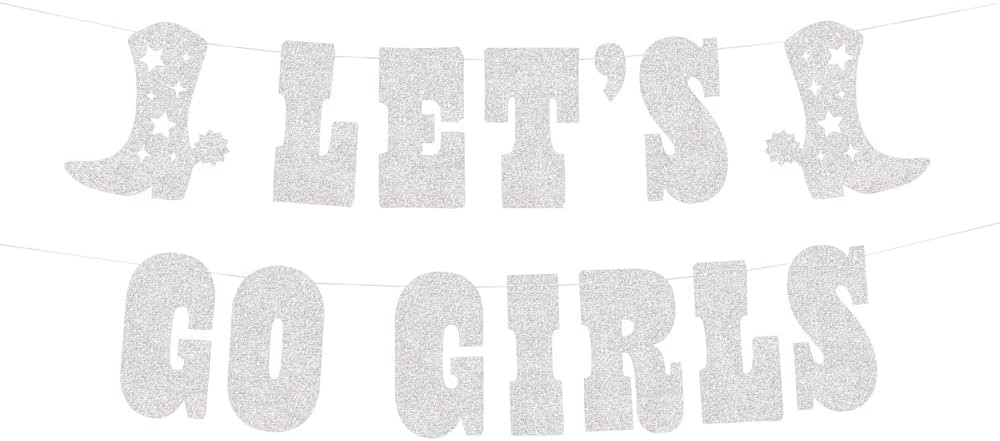 xo, Fetti Let's Go Girls Glitter Banner - Silver, 5 Ft. | Bachelorette Party Decorations, Cowgirl... | Amazon (US)