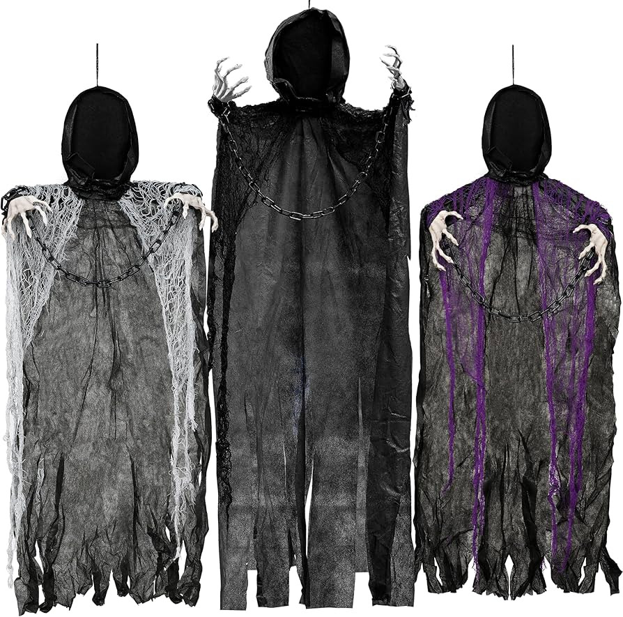 JOYIN 3 Pcs Halloween Hanging Grim Reapers Decorations Outdoor, One 47", Two 35" Faceless Hanging... | Amazon (US)