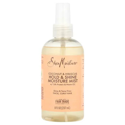 SheaMoisture, Hold & Shine Moisture Mist with Silk Protein & Neem Oil, Coconut & Hibiscus , 8 fl oz (237 ml) | iHerb