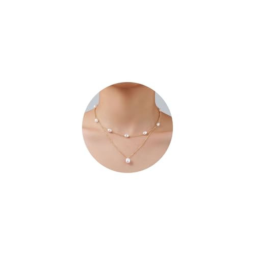 Layered Gold Pearl Necklace for Women 14K Gold Plated Pearl Stack Necklaces for Women Trendy Dainty Pearl Chain Summer Beachy Jewelry Gifts | Amazon (US)