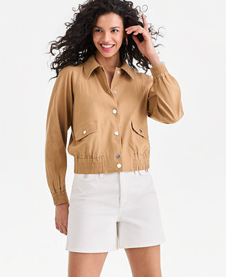 Women's Linen-Blend Bomber Jacket, Macy's Exclusive | Macy's