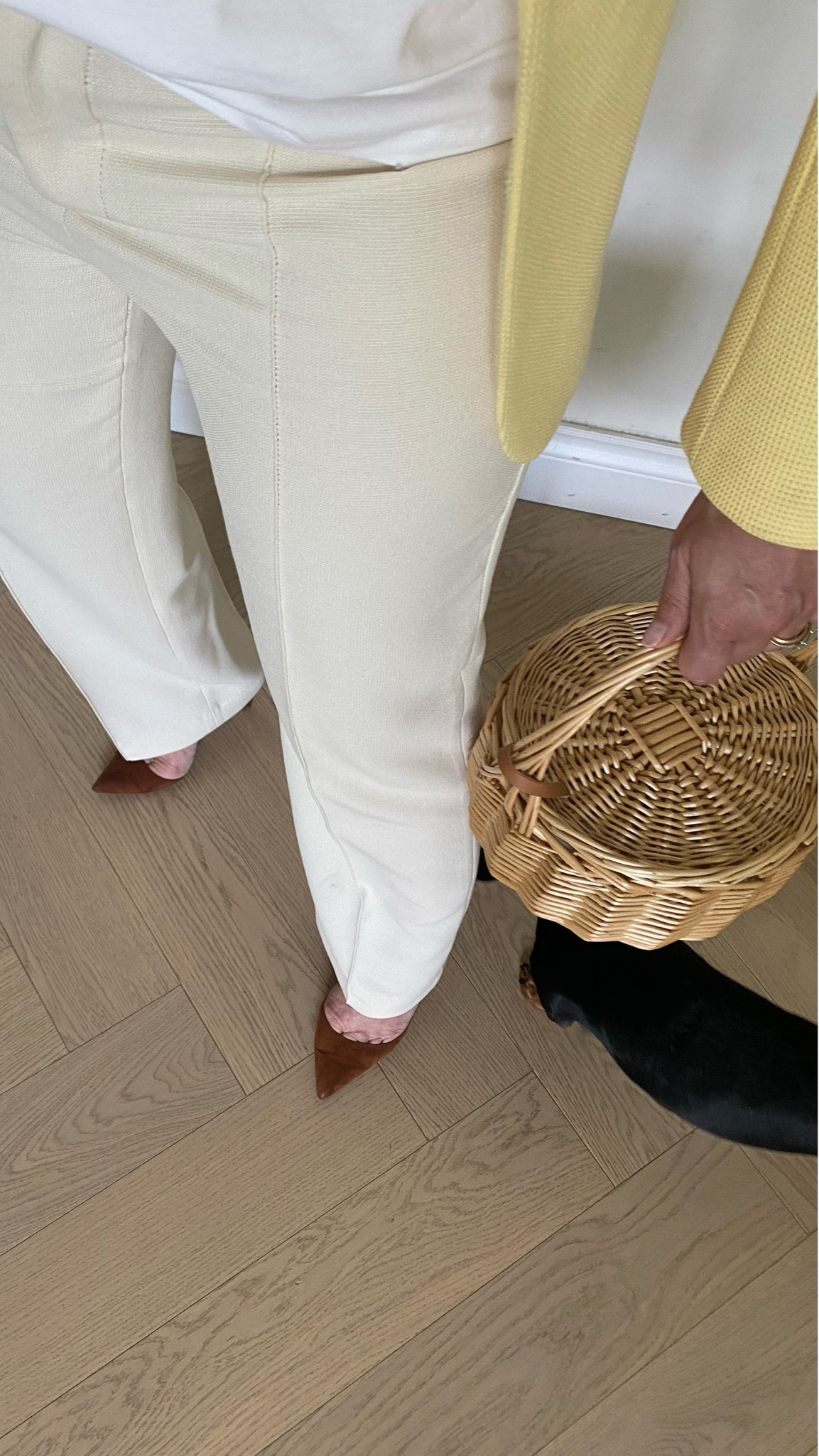 Yellow jacket and basket bag with heels on a working day. Yes please. 

#LTKFind #LTKworkwear #LTKstyletip