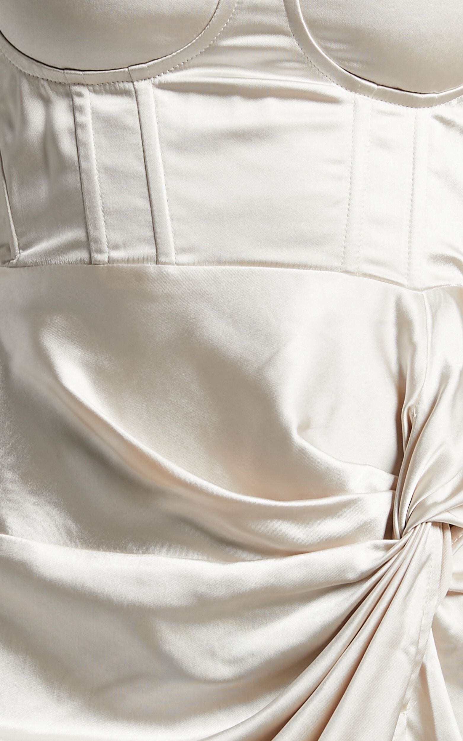 Mikaila Midi Dress - Knot Front Split Corset Dress in Oyster | Showpo (US, UK & Europe)