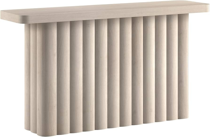 Henn&Hart 55" Fluted Modern Console Table, Sofa Table, Beech White | Amazon (US)