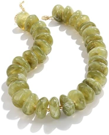 CONRAN KREMIX Colorful Chunky Beaded Necklace for Women,Large Acrylic Bead Choker Statement Neckl... | Amazon (US)