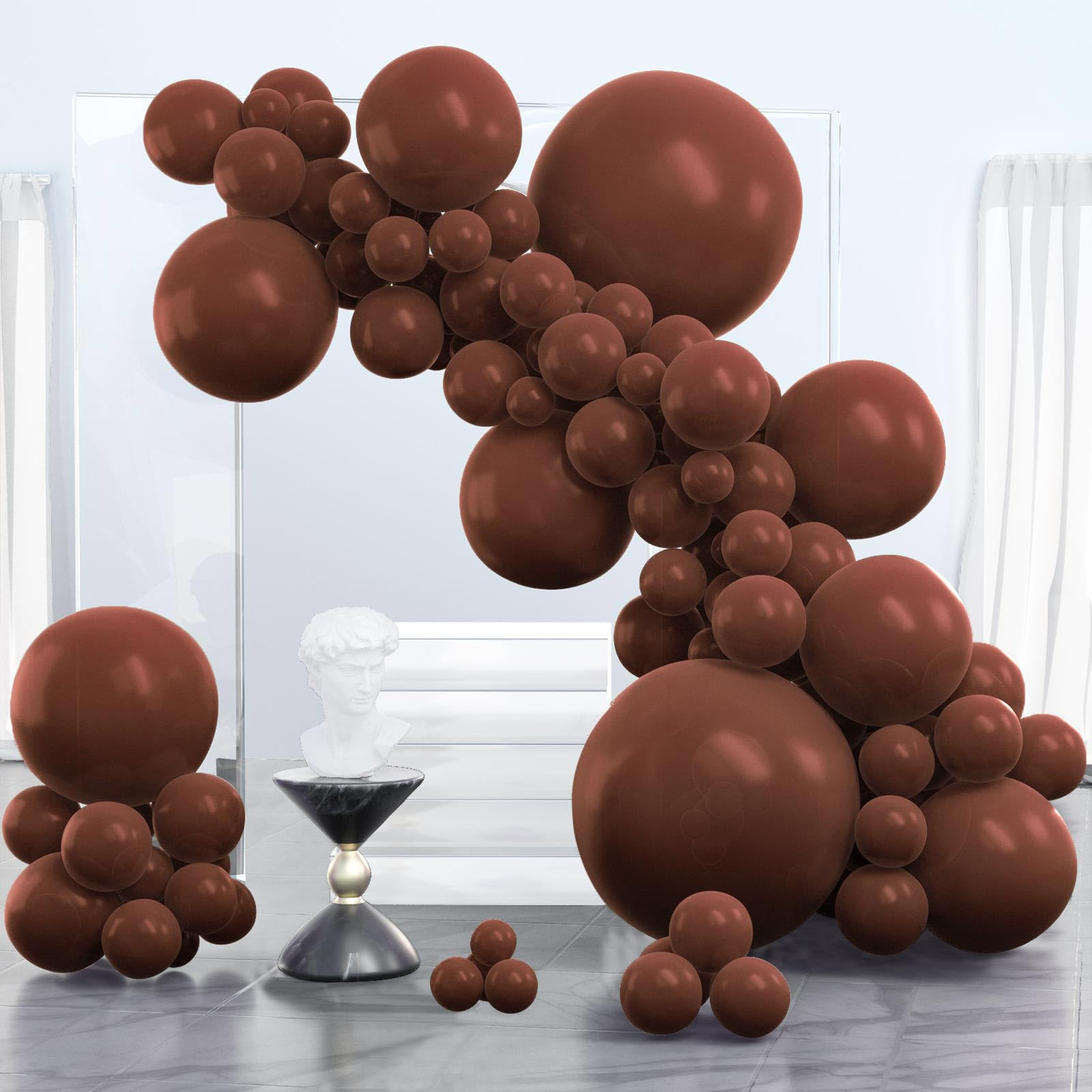 PartyWoo Brown Balloons 100 pcs Different Sizes of 36 18 12 10 5 Inch Dark Brown Boho Neutral Cof... | Amazon (US)