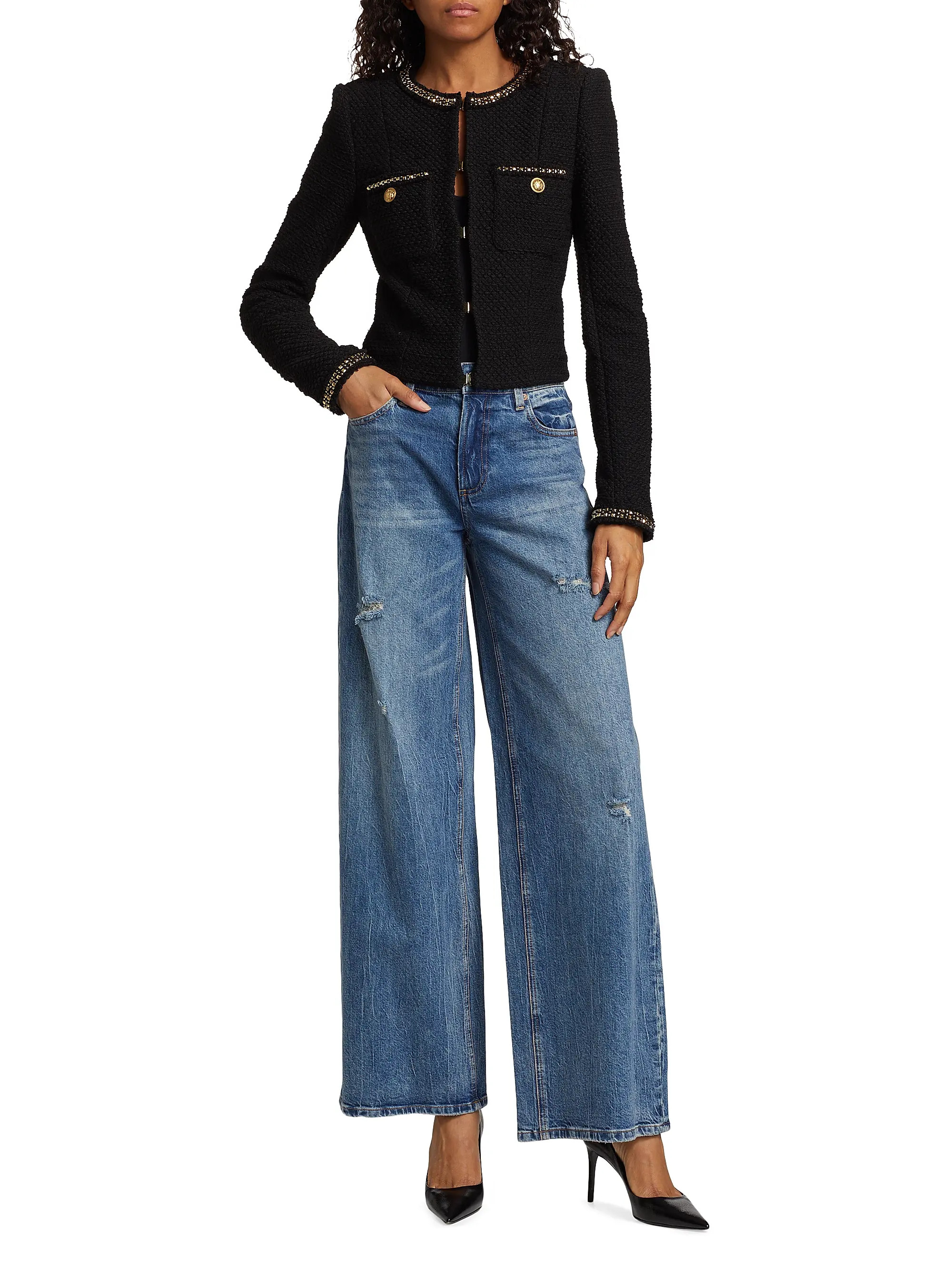Shiloh Embellished Cotton Tweed Jacket | Saks Fifth Avenue