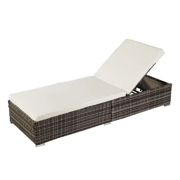 Ktaxon Outdoor Modern Chaise Lounge Chair Gray With Cushion | Walmart (US)