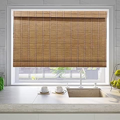 Arlo Blinds Cordless Tuscan Bamboo Roman Shades Light Filtering Window Blinds - Size: 34" W x 60"... | Amazon (US)