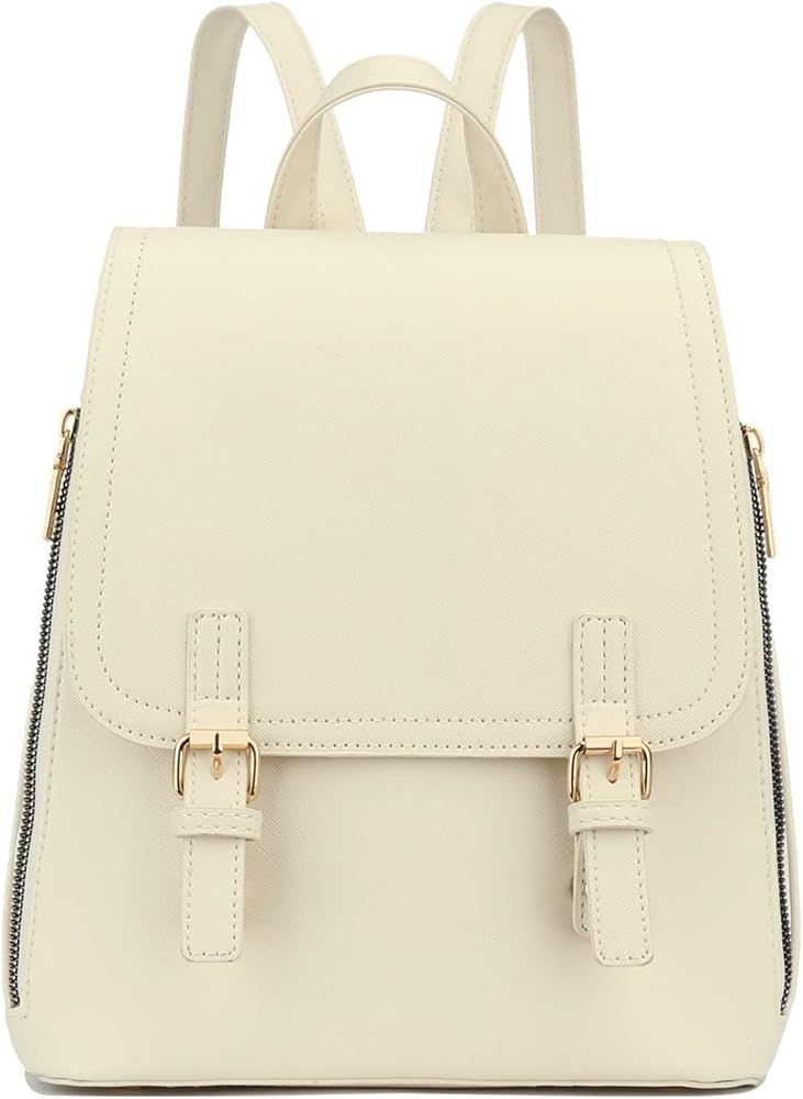 KKXIU Stylish Small Backpack Bag for Women Synthetic Leather Mini Bookbag Purse with Multiple Poc... | Amazon (US)