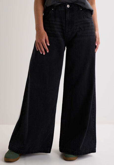 Womens Black Extreme Wide Leg Jeans | Peacocks