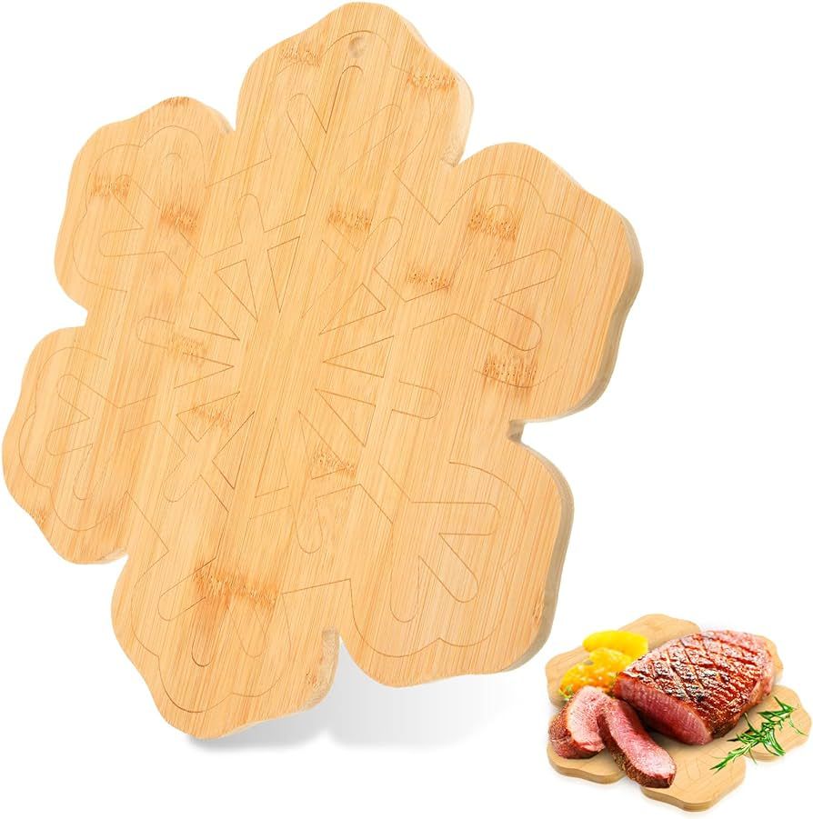 Winter Snowflake Charcuterie Board Bamboo Serving Platter Winter Cutting Board Kitchen Decor Food... | Amazon (US)