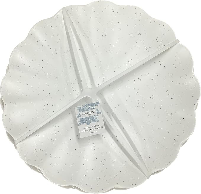 Shabby Chic Set of 4 Melamine Dinner Plates, Scalloped Speckled (White Speckled) | Amazon (US)