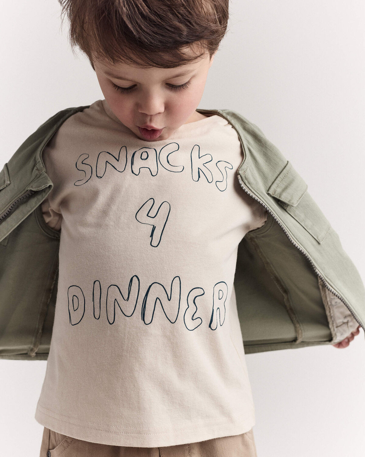 Toddler 'Snacks 4 Dinner' Short-Sleeve Graphic Tee - Khaki | Carter's Inc