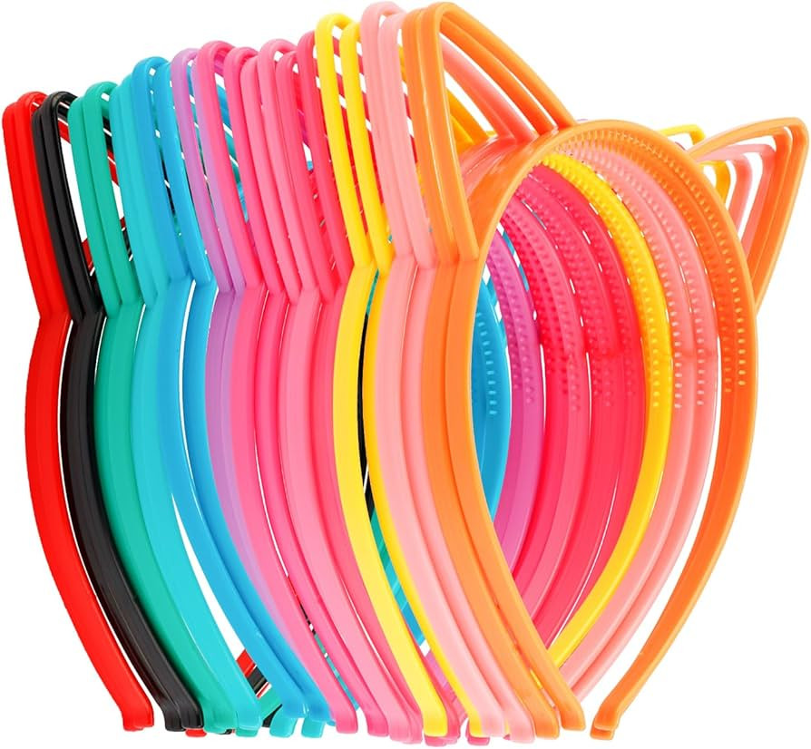 COCIDE 24Pcs Cat Ears Headbands Plastic Taylor Party Decorations Kitty Headbands for Girls Gabby ... | Amazon (US)