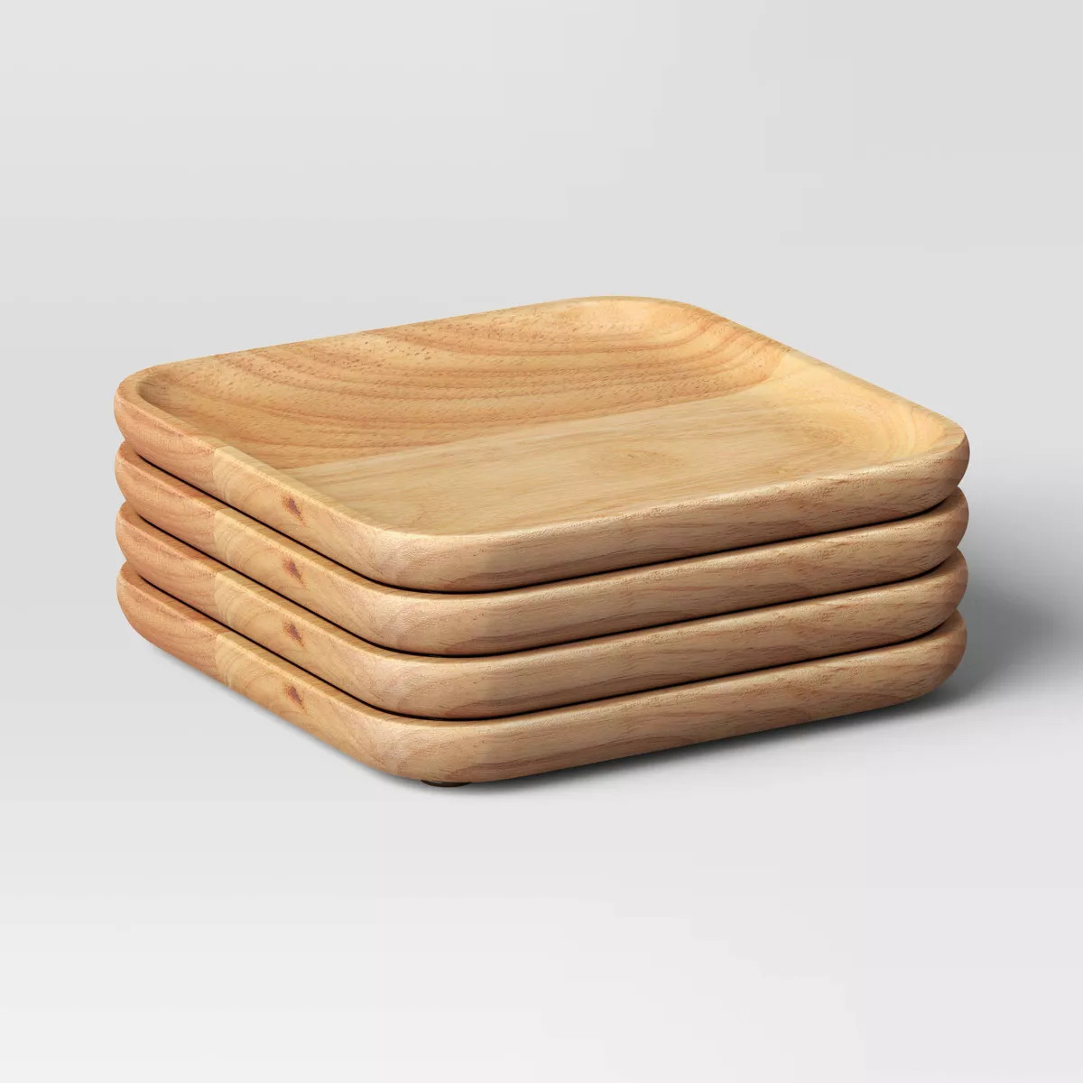 4pc 6"x6" Wood Square Serving Platter Natural - Threshold™: Serveware, Faux Wooden Plates, Spot... | Target