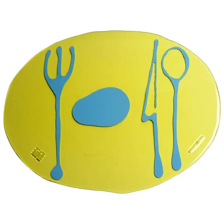 Set of 4 Table Mates Placemats Clear Yellow and Matt Light Blue by Gaetano Pesce | 1stDibs