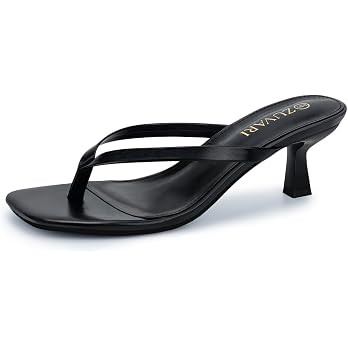 Kitten Heels for Women, Square Toe Flip Flop Kitten Heel Sandals | Amazon (US)