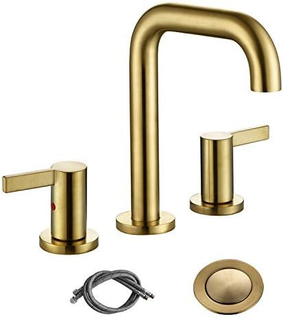RKF Solid Brass Two Handle Widespread Bathroom Sink Faucet with METAL Pop-up Drain with overflow ... | Amazon (US)