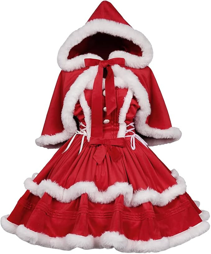 Women's Red Christmas Suspender Sleeveless Dress with Cloak Dress Prom Dress | Amazon (US)