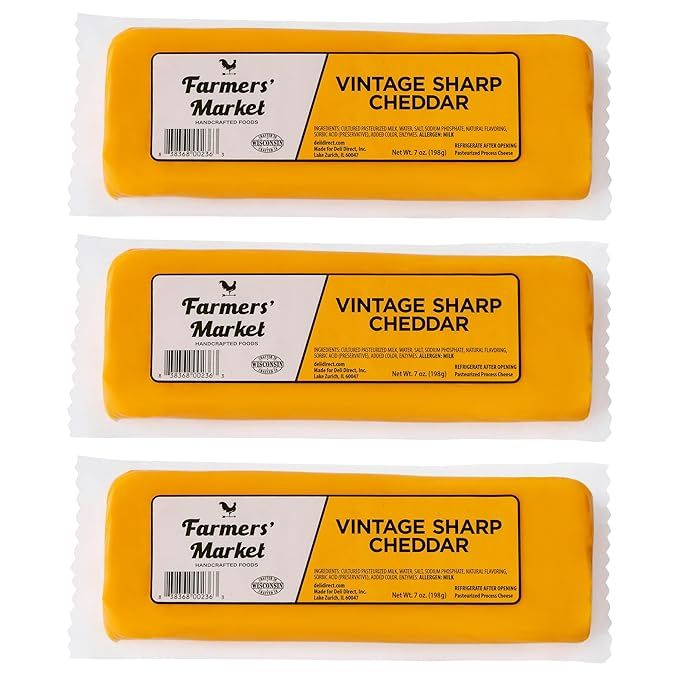 Farmers' Market Vintage Sharp Cheddar Cheese Block 7oz, Shelf Stable, Pasteurized, Locally Source... | Amazon (US)