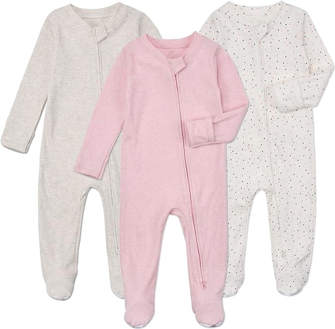 Aablexema Baby Footie Pajamas with Mittens - 3Pcs Infant Footed Sleeper Cotton Sleepwear Outfits | Amazon (US)