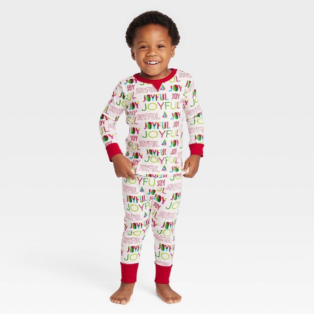 Toddler Holiday Joyful Print Matching Family Pajama Set - Wondershop™ Cream | Target
