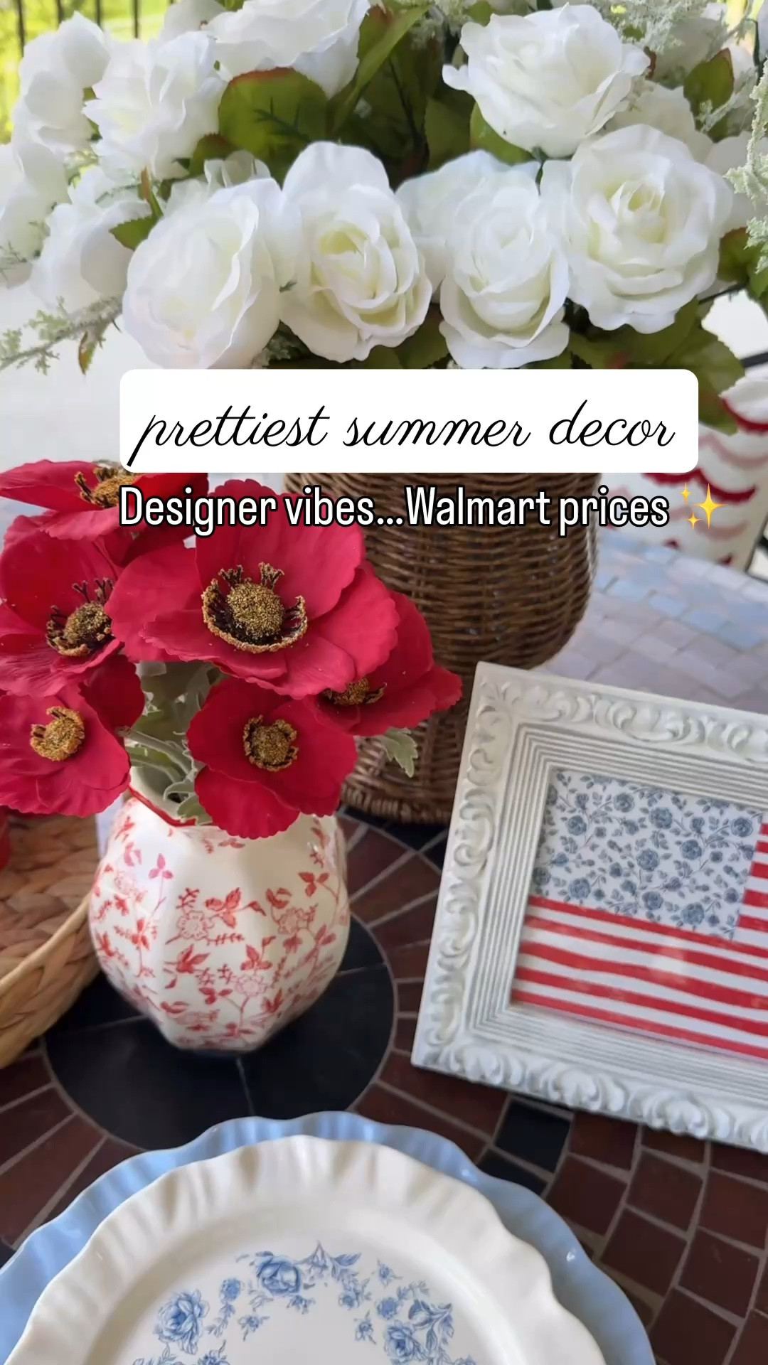 Designer Americana vibes… Walmart prices ✨

My interior designer friend @kristina.weaver.05 and I styled this patriotic summer tablescape and centerpiece setup for the prettiest hosting vibes 🇺🇸🤩

Save this step-by-step guide for your next summer gathering ✨

Affordable luxury home decor for busy moms 🙌🏼

#walmartpartner #americana #patrioticdecor #tablescape #affordableluxurymom #summerhosting #centerpiece #affordableluxury #homedecor

#LTKmomlife #LTKHome #LTKSeasonal