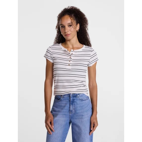 Scenario Women's Rib Henley with Short Sleeves, Sizes XS-XXXL | Walmart (US)
