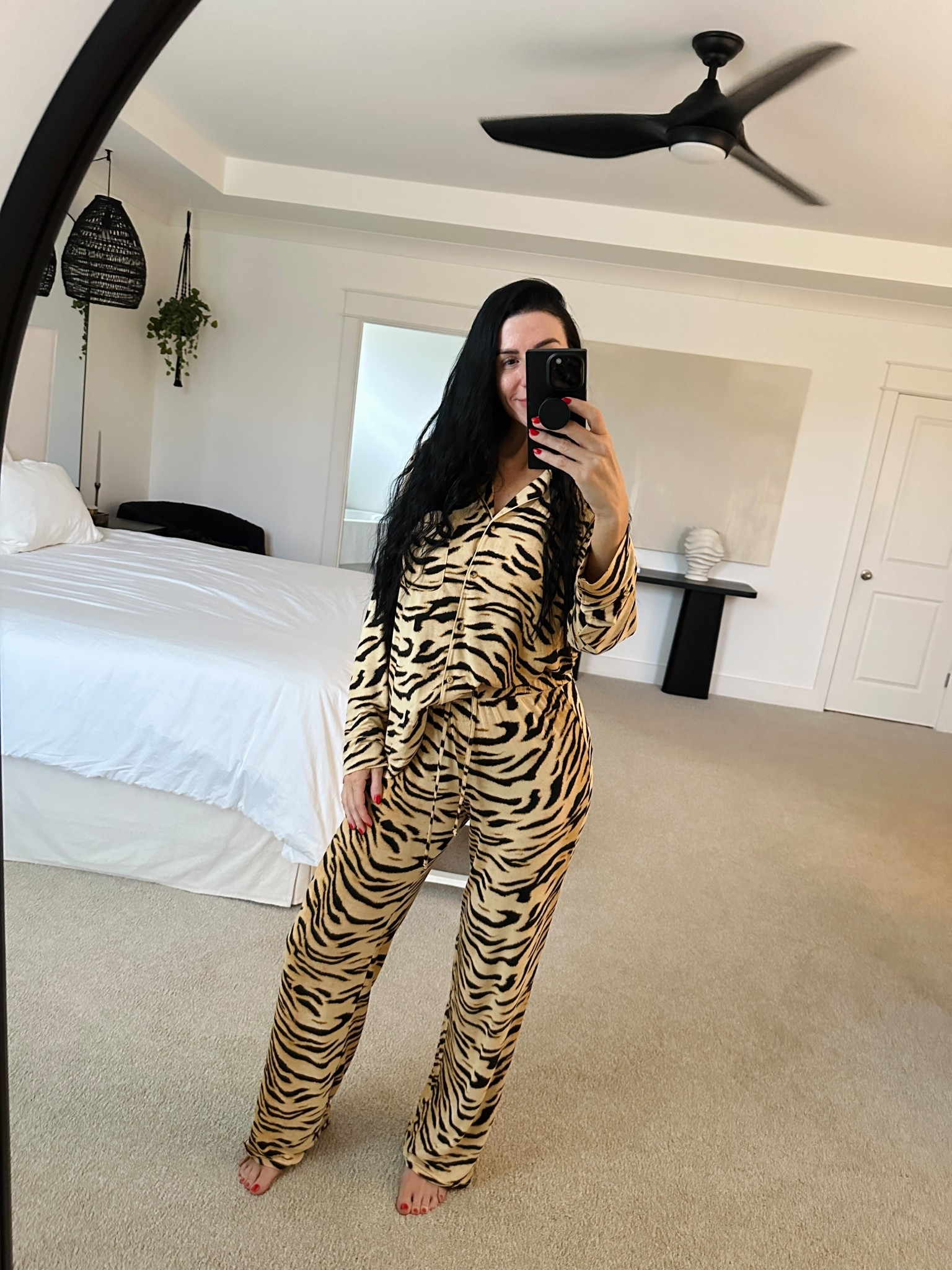 Wow 🐅🖤 I want to stay in these pajamas ALL day long. They are such nice quality, so comfy, breathable & cooling due to modal fabrication🙌🏼✨🐅

In a medium. Generous length in sleeves & inseam ✨ Love them so much, I bought 2 pairs of the same print 

SKIMS LONG SLEEVE BUTTON UP PAJAMA SET | BRONZE TIGER PRINT

#LTKStyleTip #LTKFallSale #LTKTall