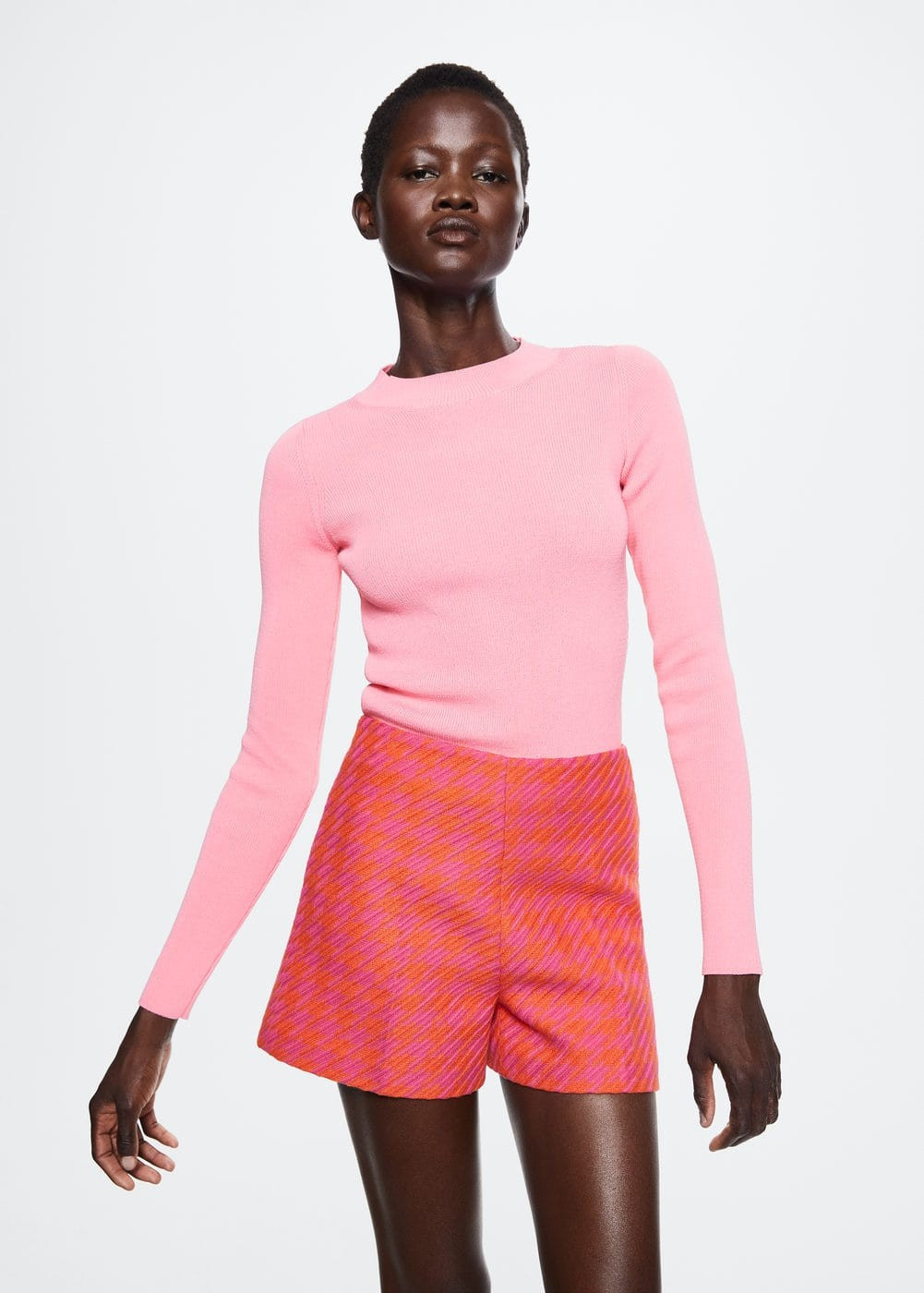 High collar ribbed knit  sweater -  Women | Mango USA | MANGO (US)