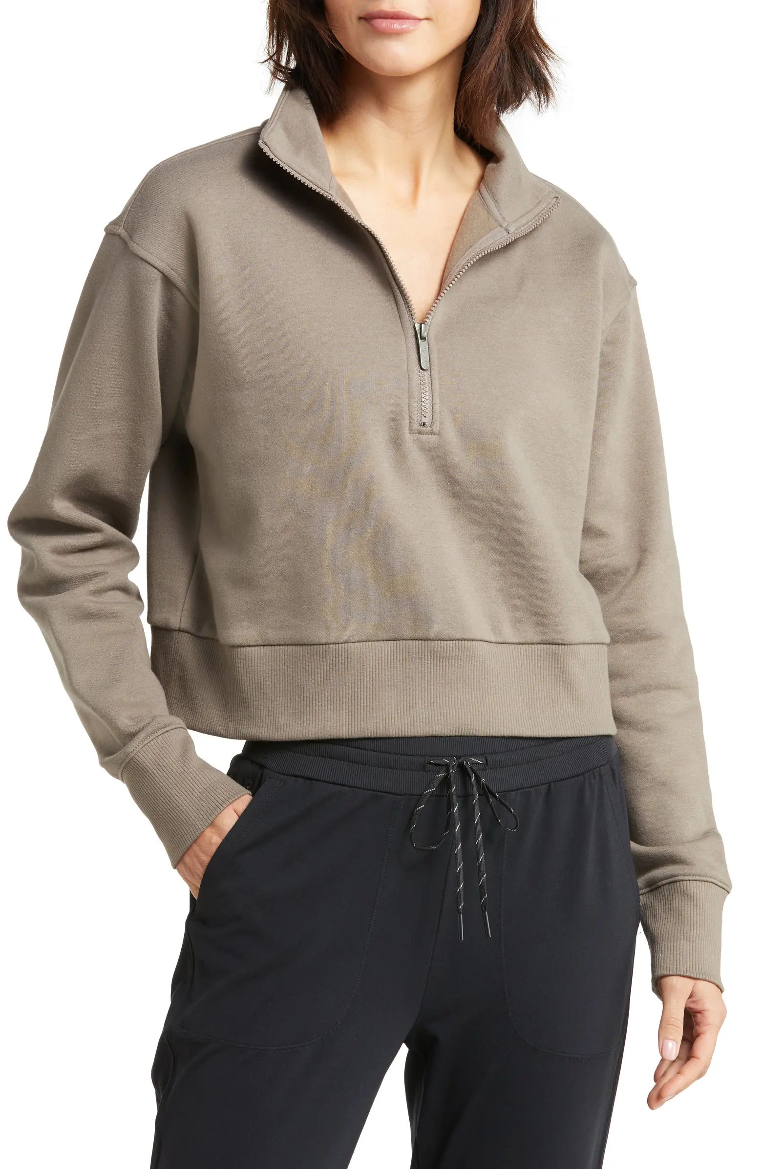 Zella Cara Lite Half Zip Crop Sweatshirt | Nordstrom | Nordstrom