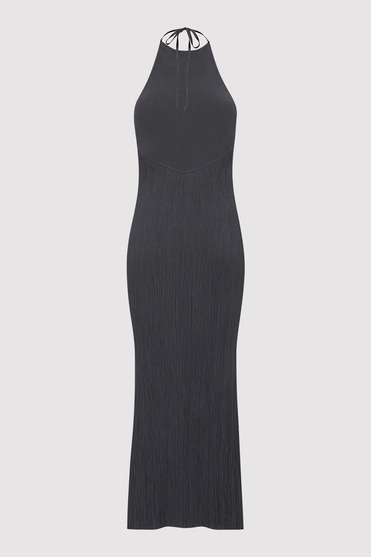 Pleated Halter Dress - Charcoal | St. Agni