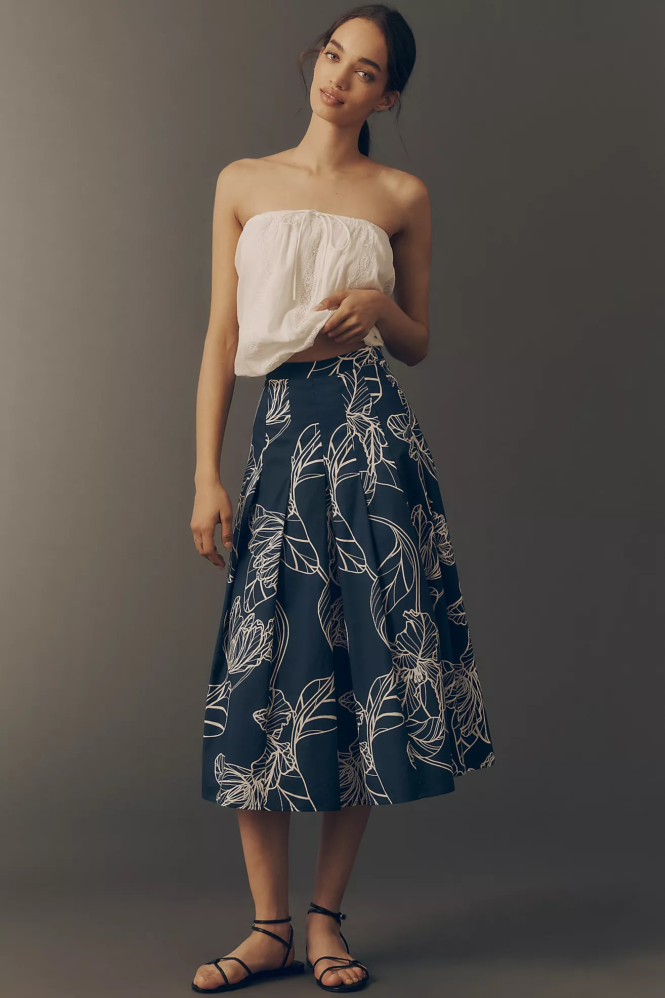 Hutch Emry Poplin Midi Skirt | Anthropologie (US)
