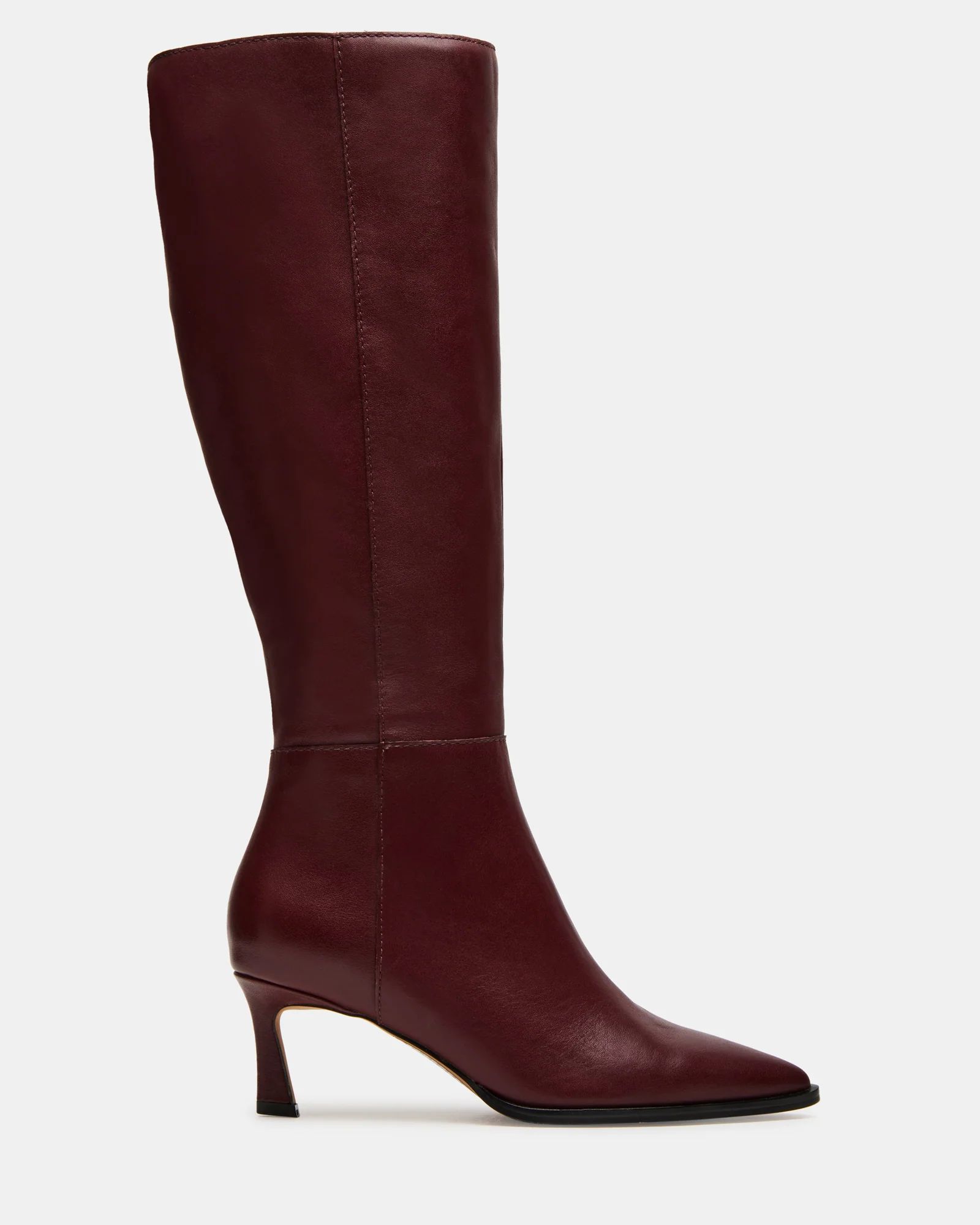 LUCID Burgundy Pointed Toe Kitten Heel Boot | Women's Boots | Steve Madden (US)