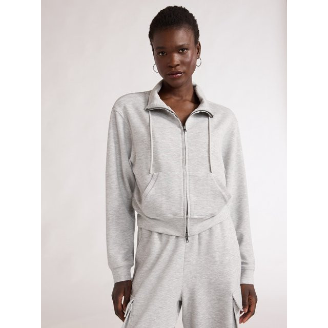 Scoop Women’s Ultimate ScubaKnit Funnel Neck Zip Up Sweatshirt, Sizes XS-XXL | Walmart (US)