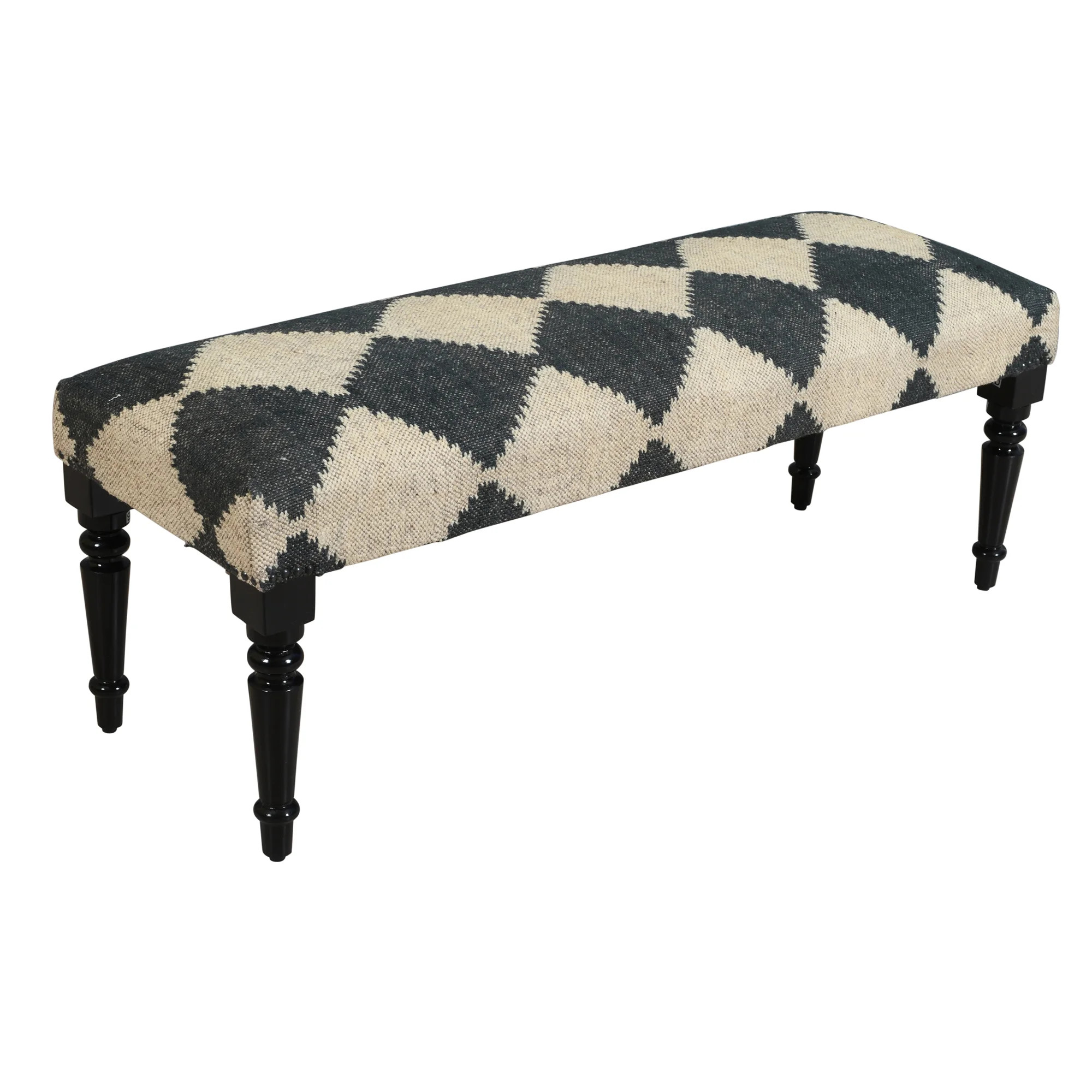 Covington Black/Gray Contemporray Checkered Handmade Jute/Wool Accent Bench | Wayfair North America