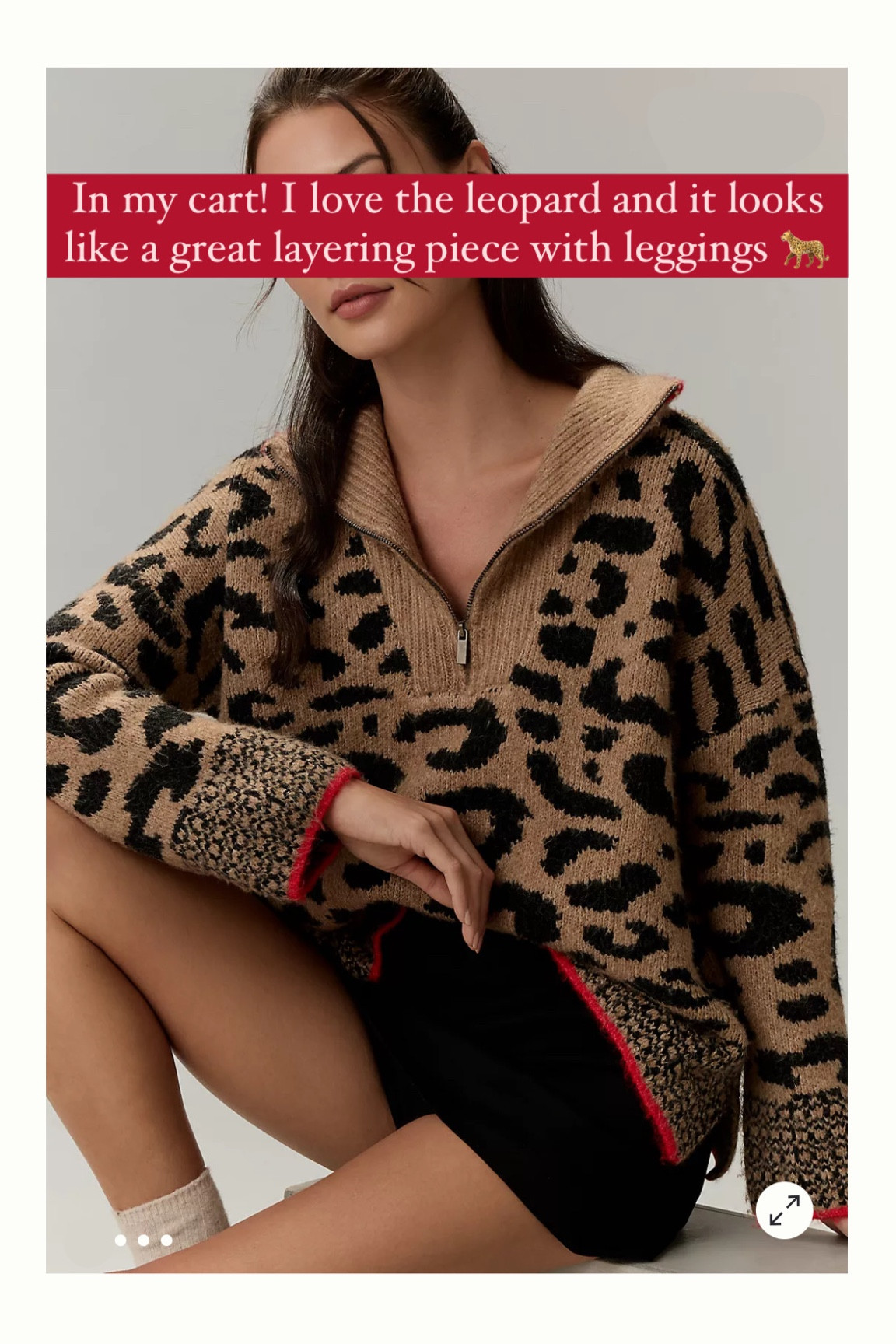 Leopard quarter zip sweater pullover
Size: XS 

#LTKHoliday #LTKstyletip